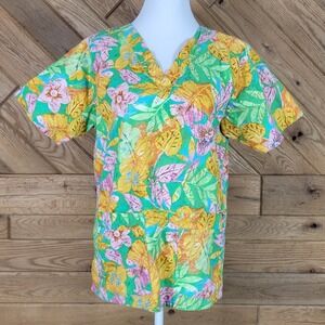 Cottonality Natural Comfort Womens Medical Scrub V Neck Short Sleeve Size M ?